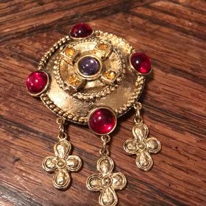 Vintage Jewelry - 80’s gold tone brooch with dangle crosses Vintage Jewelry - 80’s gold tone brooch with dangle crosses